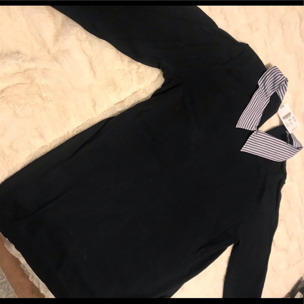 J. Crew pinstriped collared navy sweater NWT